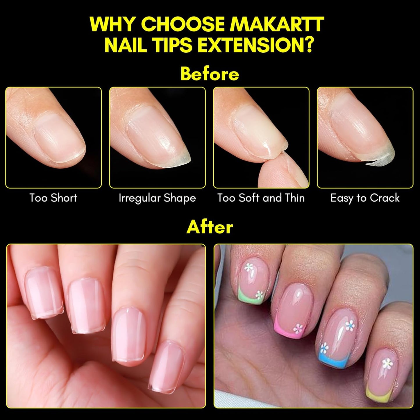 Makartt Nail Tips Extra Short Square: 120pcs Full Cover Pre-shape Half Matte Soft Clear Fake Gel Nail Tips Acrylic, 12 Sizes French Press on Extension Salon Home DIY