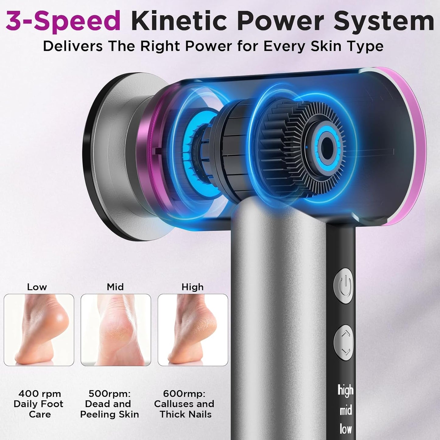 Electric Foot Callus Remover, Apply Oil,Electric Foot File,Reusable Nano-Glass Head, Ergonomic Electric Callus Remover for feet, Rechargeable Pedicure Tools for Feet