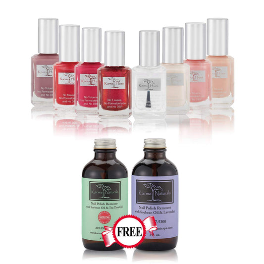 karma organic Nail Polish Lady Desire - Natural Nail Polish Base Coat Set – Natural Nail Polish Remover - NonToxic Nail Art | Vegan and Cruelty-Free Nail Paint (Pack of 10)
