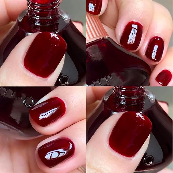 COSMOO Cherry Red Nail Polish, 12ml Red Quick Dry Nail Lacquer for Nail Art Varnish, 0.41 fl oz
