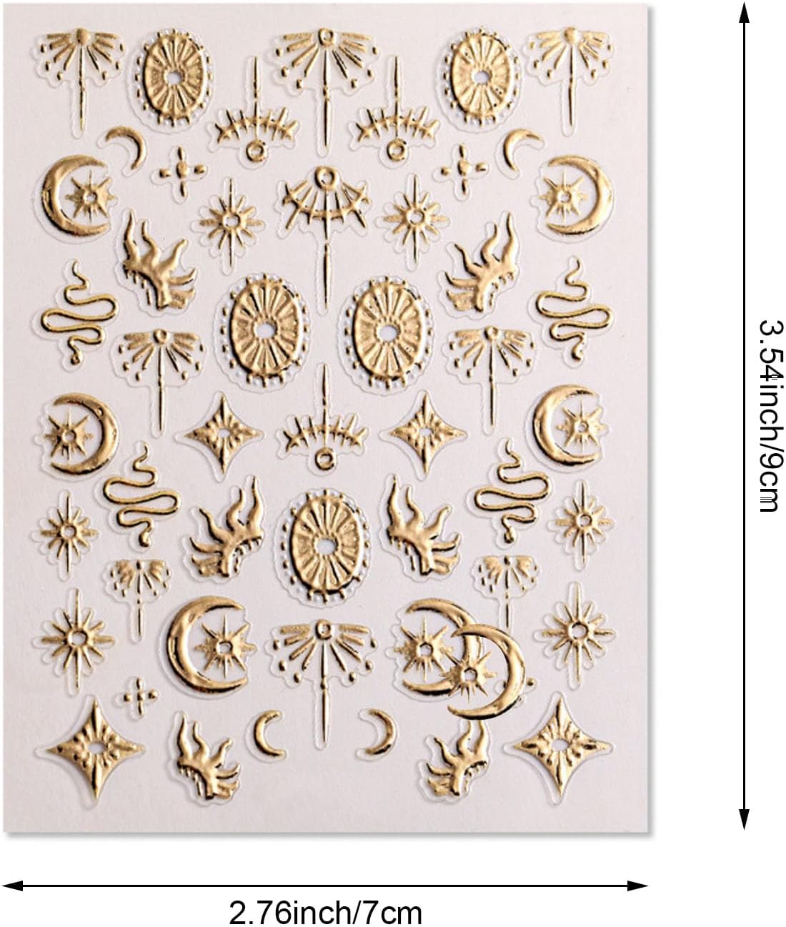 3D Celestial Nail Art Stickers, Gold and Silver Moon Star Design, Self-Adhesive Decals for DIY Nail Decoration, 2 Sheets