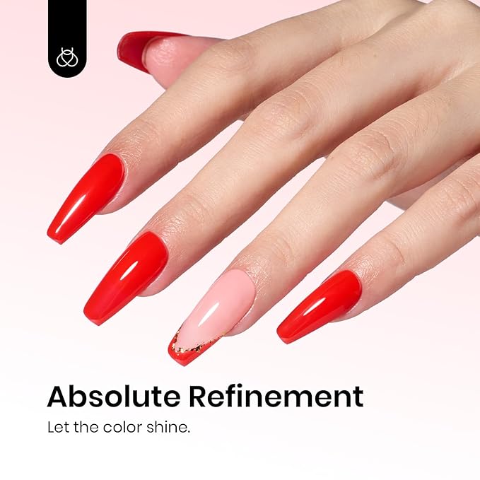 Beetles Red Gel Nail Polish – 15ml Classic Bright Red Soak Off UV LED Gel Polish Same Color Bottle for Salon DIY Manicure Gift for Women