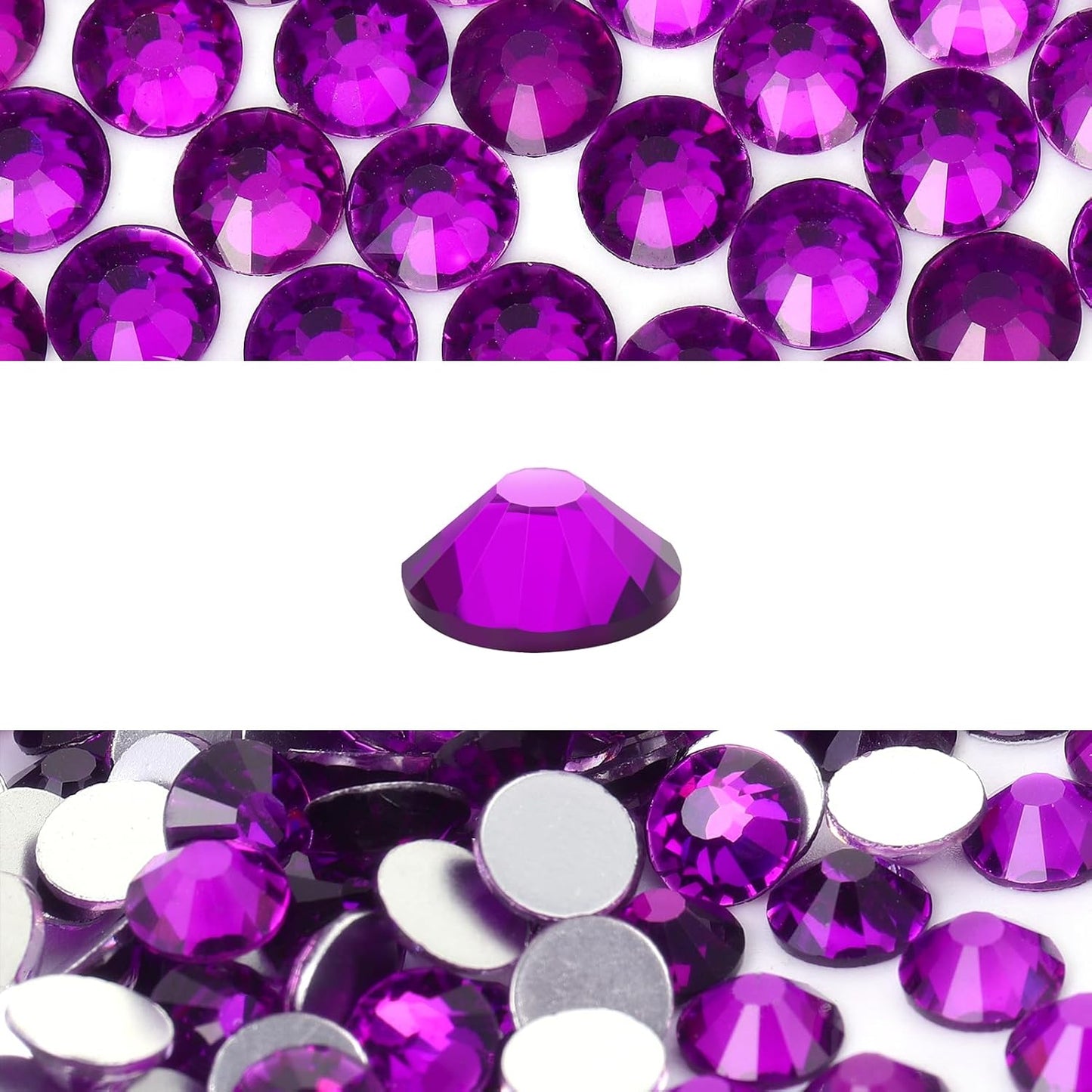 Novani 576 Pieces Flatback Rhinestones Glass Round Gems Violet Crystals for Nail Art DIY Crafts Clothes Shoes,SS30,6.4-6.6mm