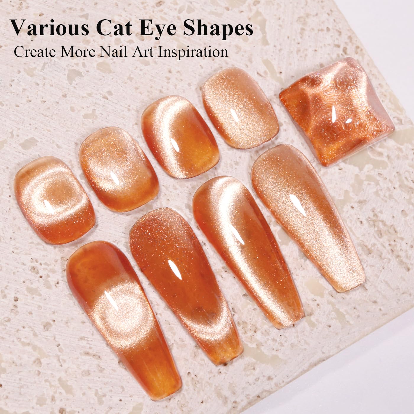 Imtiti Cat Eye Gel Nail Polish, 15ml Nude Brown Crystal Glitter Cat Eye Gel Polish With Magnet Magnetic Holographic Galaxy Sparkly Soak Off UV Led Manicure