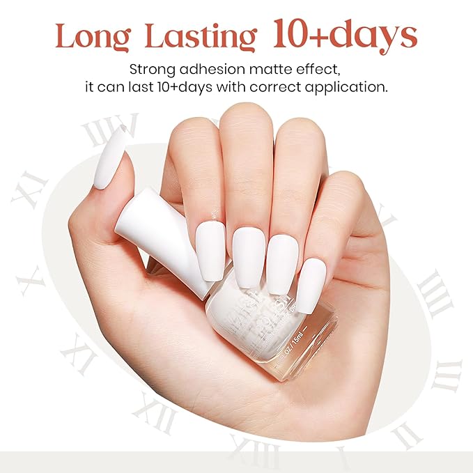 MIZHSE White Nail Polish Matte, 15ML Large Capacity Quick Dry Nail Lacquer for Nail Art Varnish, Mist Effect Matte Finish Velvet Nail Polish for Women Girl Nail Art DIY Home. 0.53 fl oz