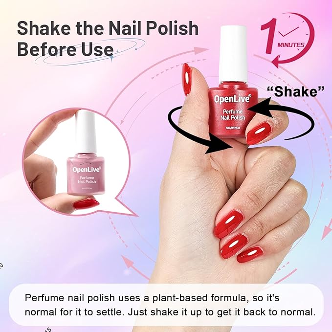 32 Color Perfume Nail Polish Set and 3 PCS Nail Strengthener, Red Pink Pueple and Green Quick Drying Nail Polish Set for Women Salon DIY Nail Art