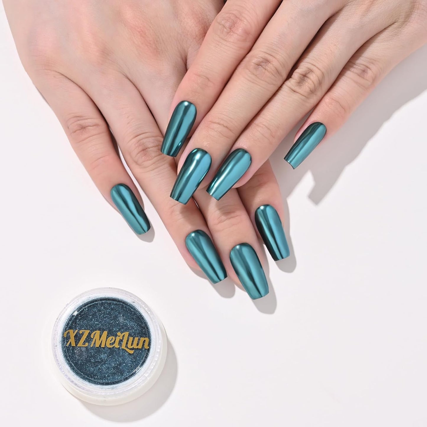 Sapphire Blue Magic Mirror Chrome Nail Powder, Big-Capacity 1.5g Metallic Dust Holographic Effect Powder Pigment Glitter Manicure Kit, Nail Art, Can mixed With Builder Gel Nail Polish For Use