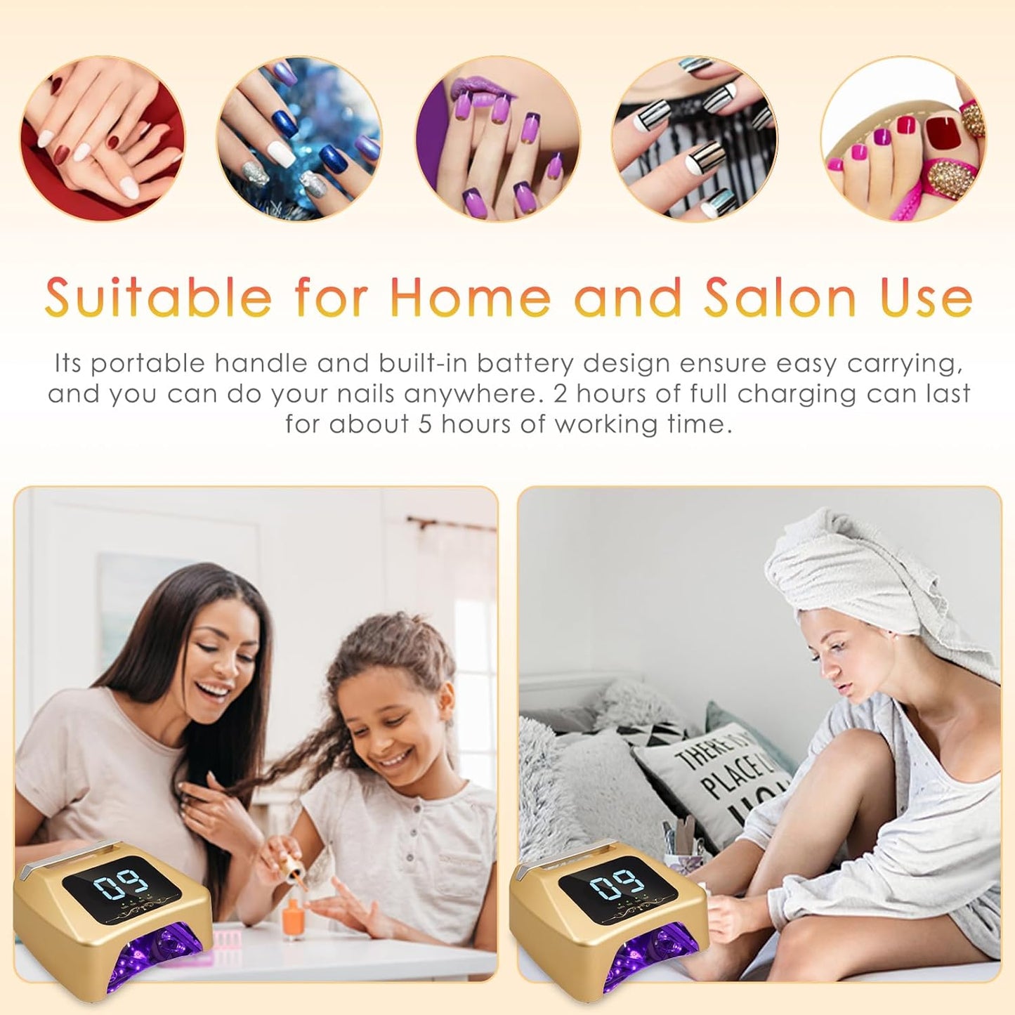 72W UV LED Nail Lamp Quick Drying Gel Nail Dryer with 4 Timer Settings Smart IR Sensor Nail UV Light for Gel Polish Gel Curing Lamp for Toes Nails Compatible with All Gel Type