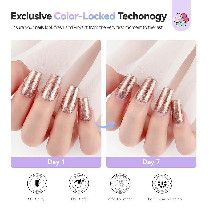 SAVILAND Color Artistry Glitter Nail Polish Set: 6pcs Holographic Diamond Sparkle Shades Fingernail Polish Non-Gel, Quick-Dry & 7 Days Nail Lacquer Kit for Women Manicures Toe Nail Art DIY Salon Home