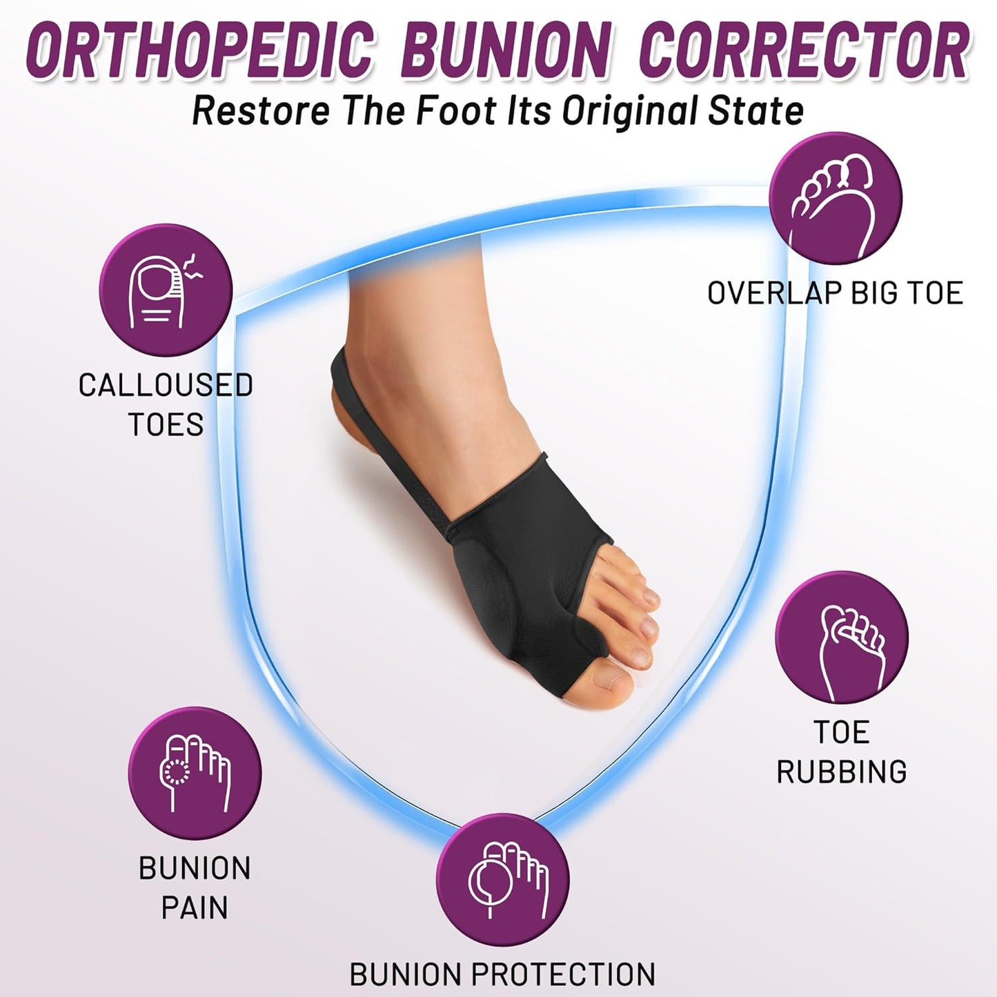 Bunion Corrector Sleeve, Breathable Bunion Big Toe Alignment Splint with Anti-Slip Heel Grip,4 Sizes,Extra Thick Gel Pads & Adjustable Straps for Hallux Valgus Comfort.
