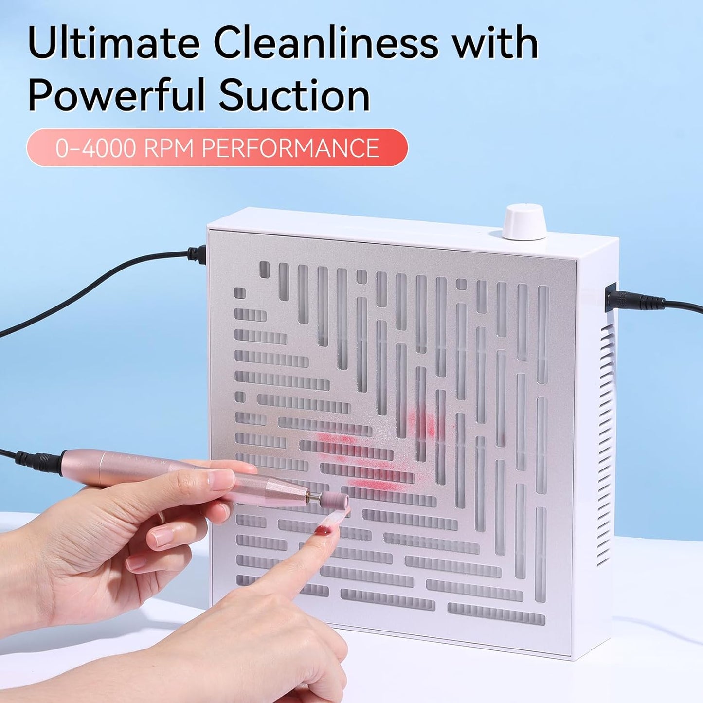 Makartt Nail Dust Collector - Dust Collector Nail Tech Quite SYMPHONEE Dust Extractor Vacuum for Acrylic & Gel Nails Plug-in Ultra Thin Portable with Reusable Filter White