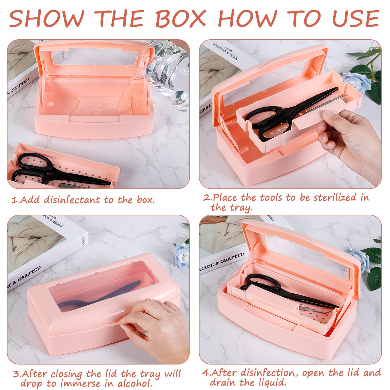 Gusnilo Sterilizer Box Nail Tool Barbicide Disinfectant Jar Plastic Disinfectant Container Suitable for Nail Tools Hair Salons Beauty Centers and Manicure and Nail Equipment(Orange)