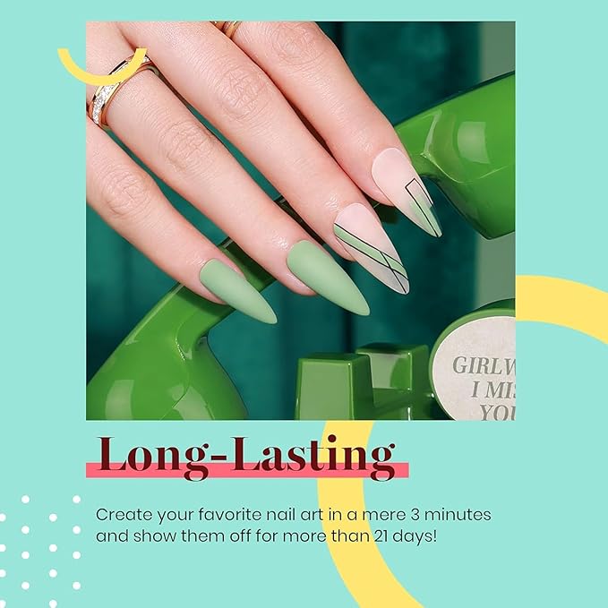 Beetles Green Gel Nail Polish, Fall Emerald Olive Sage Green Eucalyptus Gel Polish 15ml Soak Off U V LED Nail Lamp Nail Art Manicure Salon DIY Home for Women