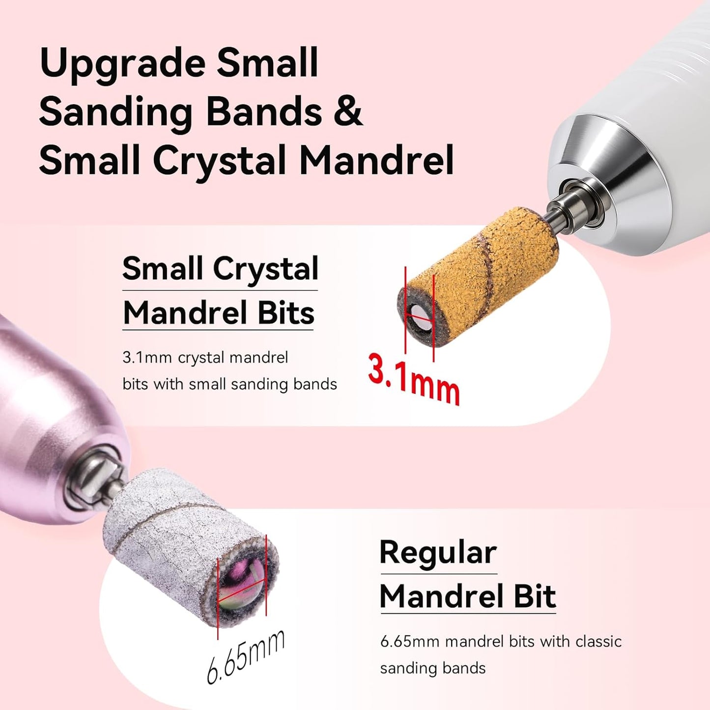 Makartt Nail Drill Bits Sanding Bands - for Nail Drill 100 PCS 4 Color Coarse Fine 80/120/180/240 Grit File Sand with 3.1mm Mini Mandrel Nail Bit Set for Acrylic Nails Gel Manicures and Pedicure