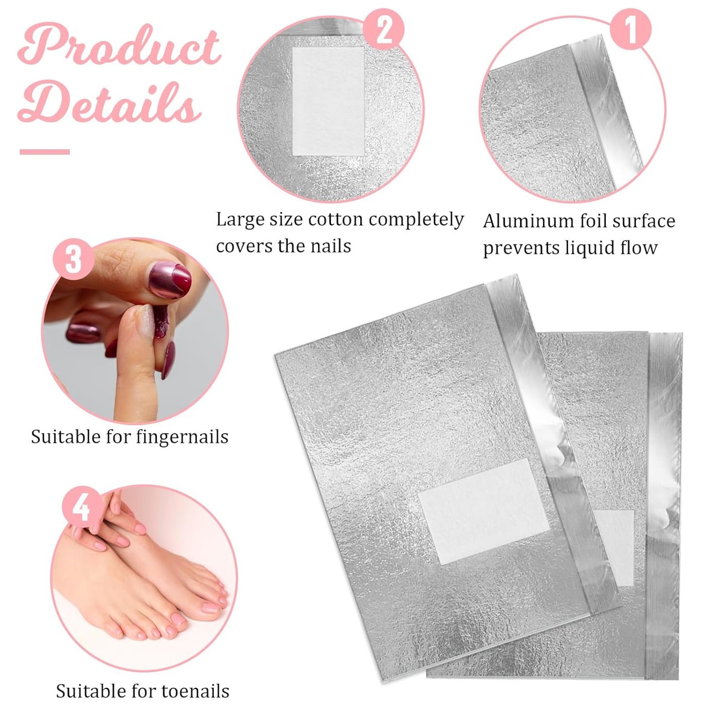 100 Pcs Gel Nail Polish Remover, Gel Nail Foil Wraps Soak Off Foils Cotton Pads