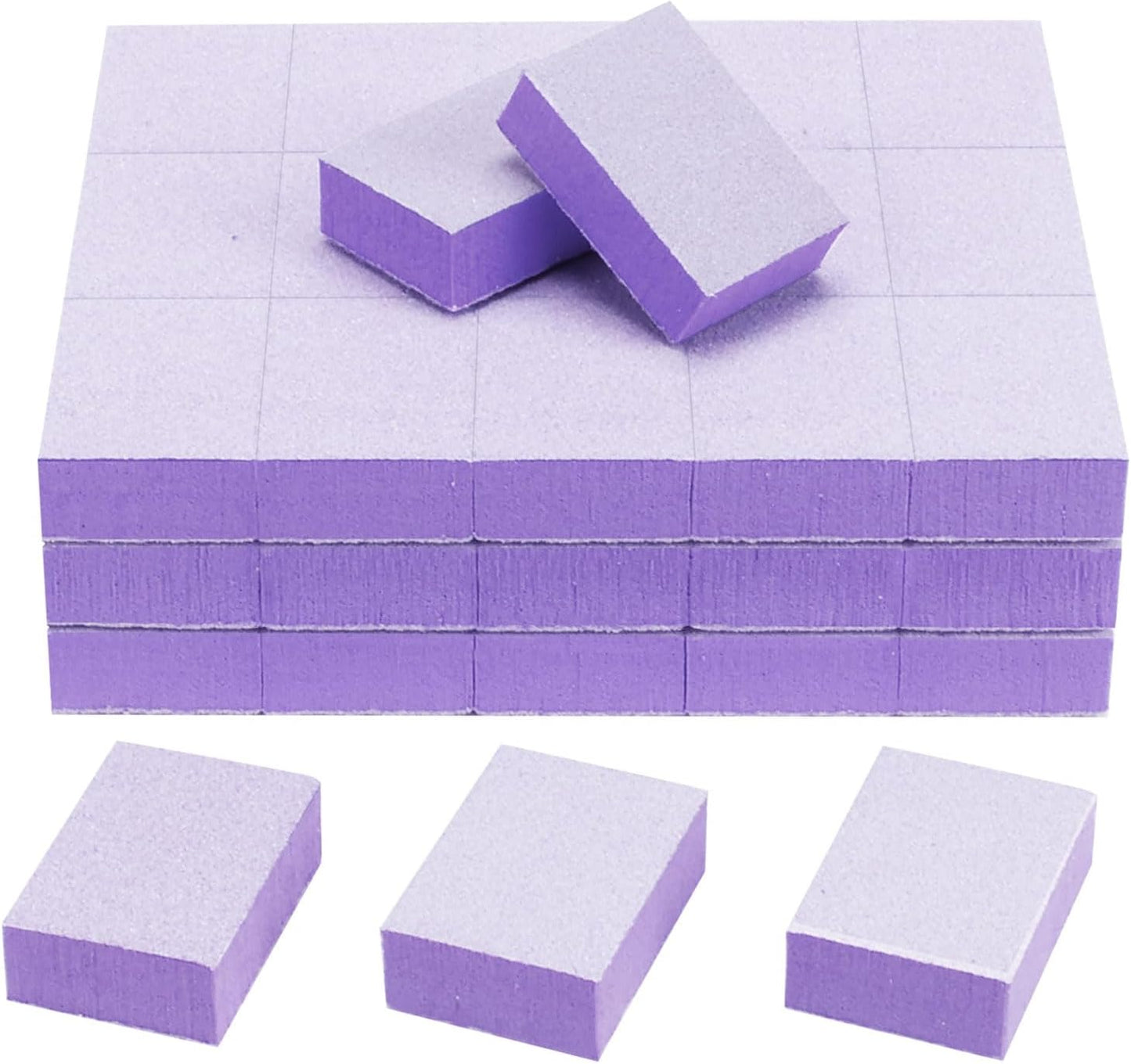 50 PCS Mini Nail Buffer Block, 2 Way Mini Buffers Grit 80/100, Purple Small Buffing Block for Acrylic Nail Gel Polish Nails Pedicure & Manicure
