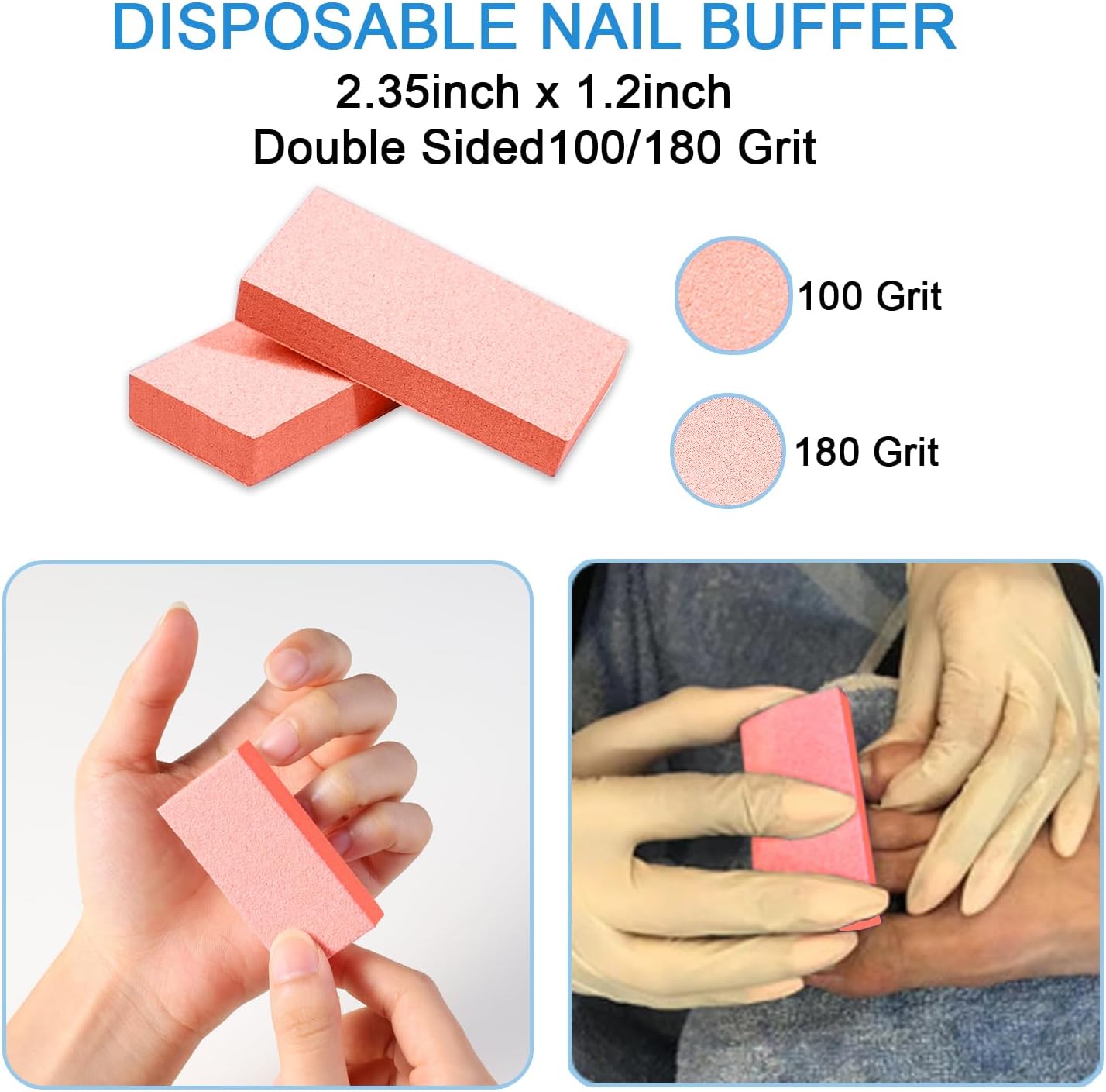 Disposable Pedicure Kit 5-in-1 with Nail Buffer, Pumice Pad, Nail File 100/180 Grit, Wood Stick and Toe Separators. Complete Pedicure Kit for Salon. (10 Counts)