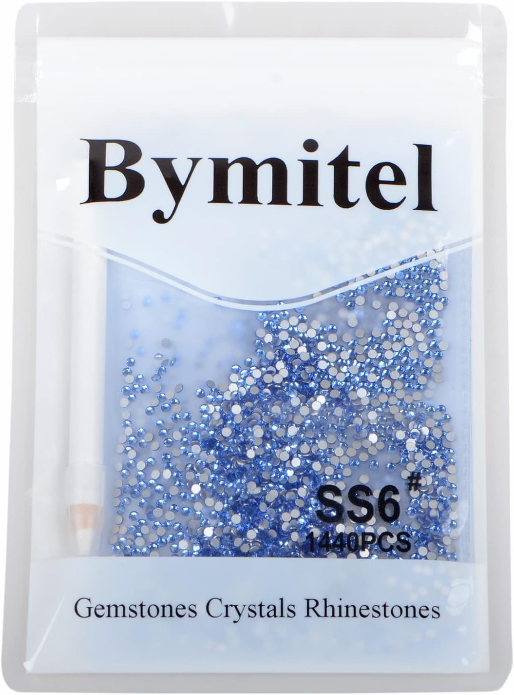 2880PCS Art Nail Rhinestones Non Hotfix Glue Fix Round Crystals Glass Flatback for DIY Jewelry Making with one Picking Pen (ss6 2880pcs, Lt. Sapphire)