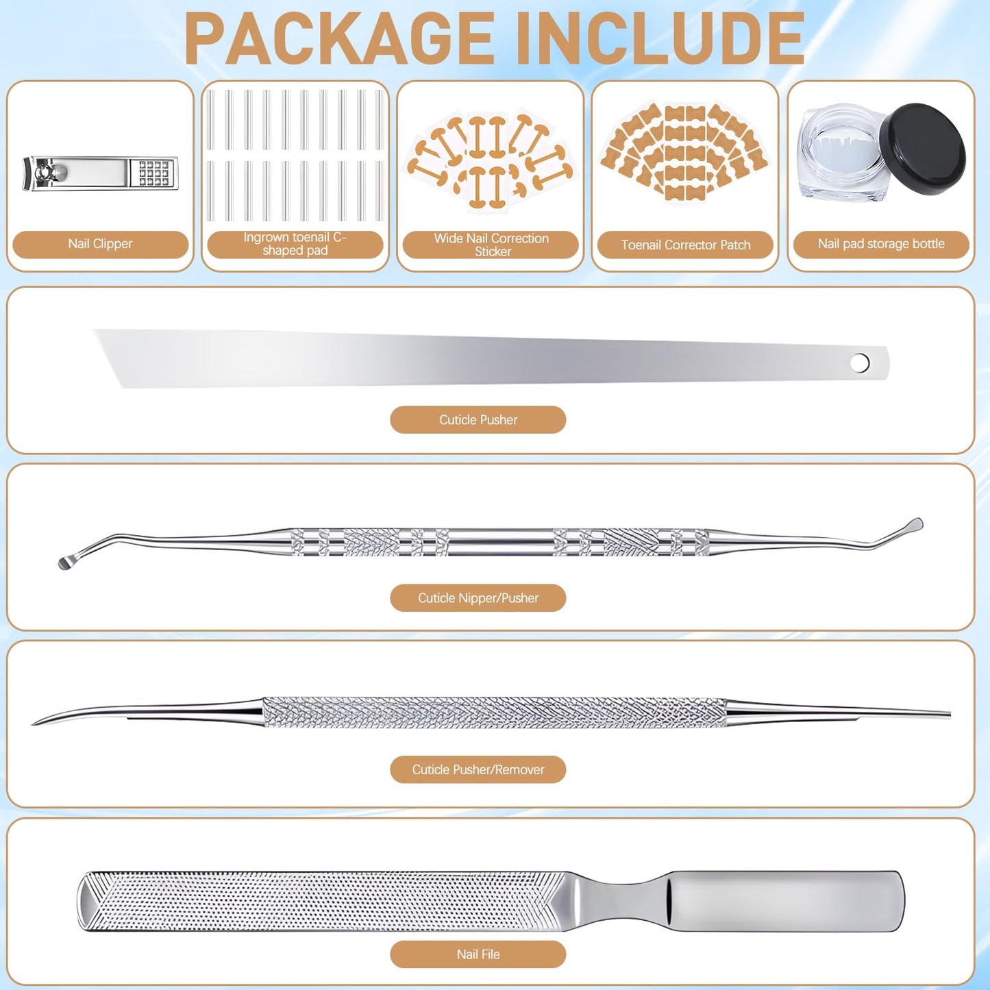 Ingrown Toenail Treatment,50Pcs No Glue Breathable Toenail Corrector Patch with File and Lifter,Professional Ingrown Toenail Corrector,Ingrown Toenail Tools for Quick Relief