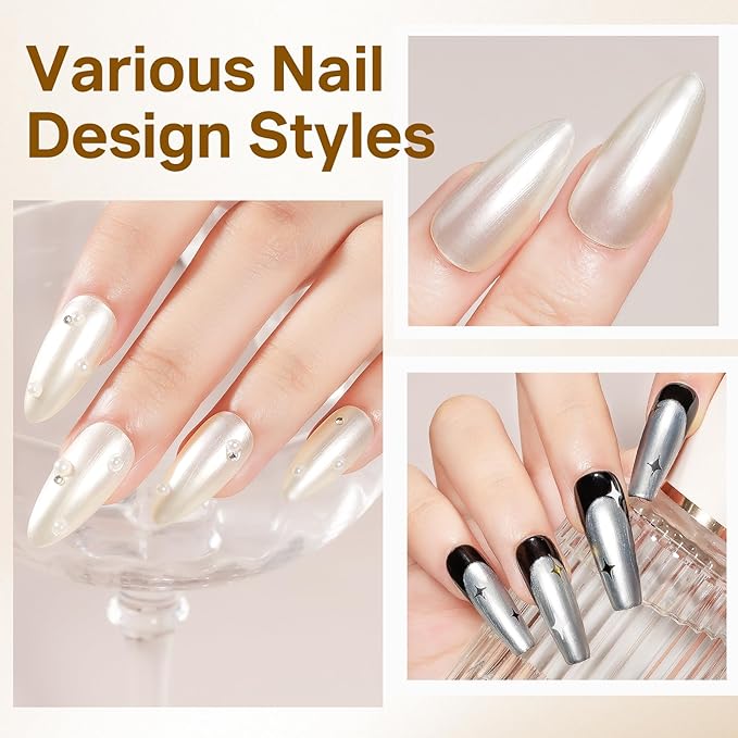MIZHSE Pearlescent Milky White Nail Polish, Quick Dry Creamy White Pearl Nail Polish, Air Fast Drying 15ml Nail Lacquer Non Gel Oil-based Nail Art Manicure Home DIY