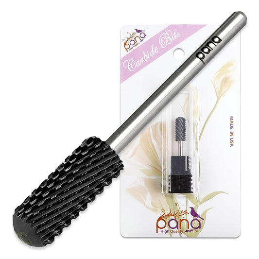 PANA 3/32" Small Smooth Round Top Safety Carbide Nail Drill Bit for Gel Polish & Acrylic Removal Nail Salon Manicure Pedicure Electric File Tools (Small Barrel - DLC Black, Extra Coarse)