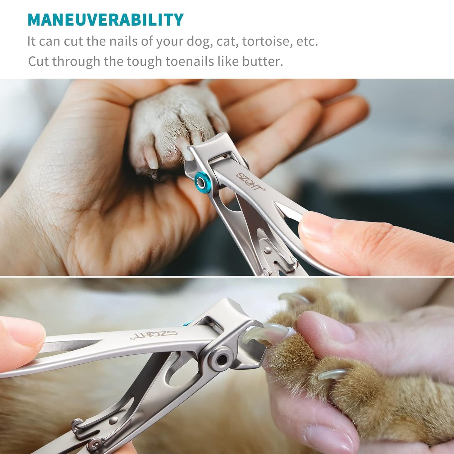 SZQHT Ultra Wide Jaw Opening Nail Clippers Set, Toenail Clippers for Thick Nails, Heavy Duty Nail Cutter, Stainless Steel Toe Nail Clippers for Seniors, Men & Women Manicure,Pedicure,Big(Sliver)