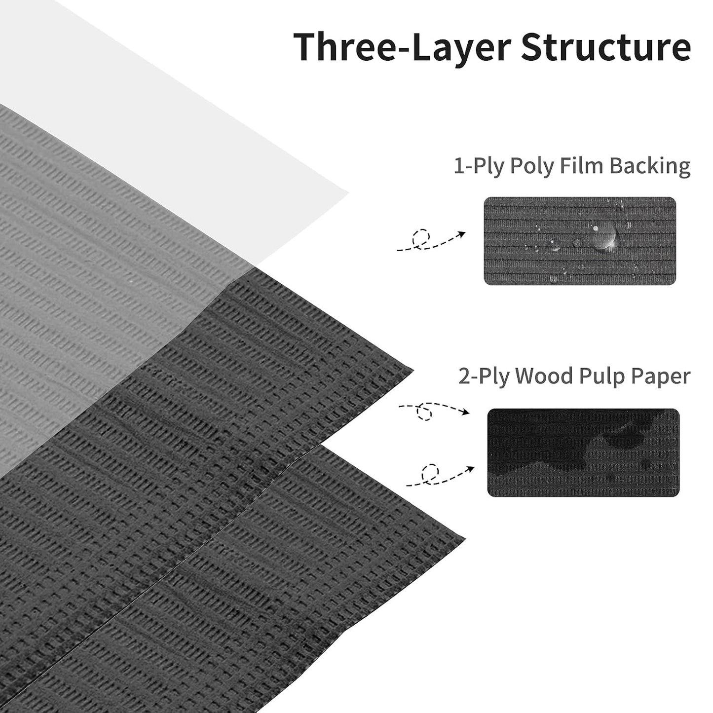 50pcs Disposable Nail Mats Foldable Nail Paper Towels, Table Acrylic Nail Practice Sheet, 3 Ply Waterproof Clean Nail Table Practice Mat for Salon Manicure Tattoo,Nail Art Accessories 13"x18" (Black)