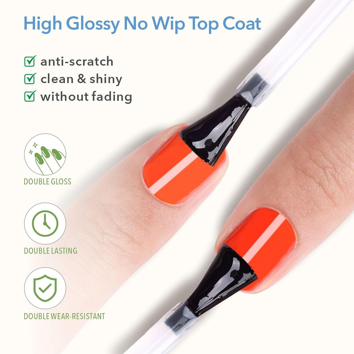 Gel Top & Base Coat Set, 2 Pcs 15ml No Wipe HEMA-Free Nail Polish Kit, Shiny Long Lasting Soak Off Gel for Nail Art, Manicure Christmas Gift for Women & Professional Nail Salons
