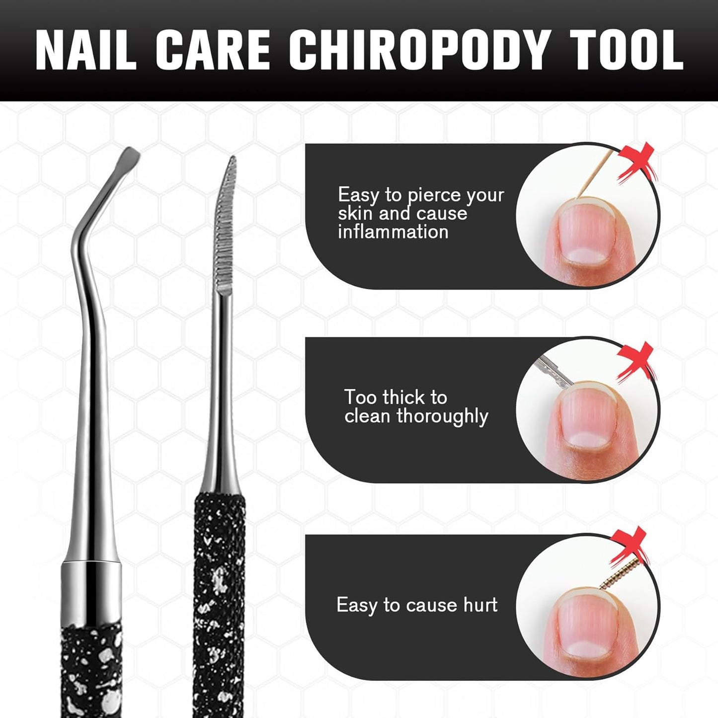 FERYES Ingrown Toenail Tools,Toenail Lifter and Toenail File Set for Ingrown Toenails Treatment - Surgical Grade Stainless Steel Under Nail Cleaner Pedicure Tools - W/Tin Storage Box