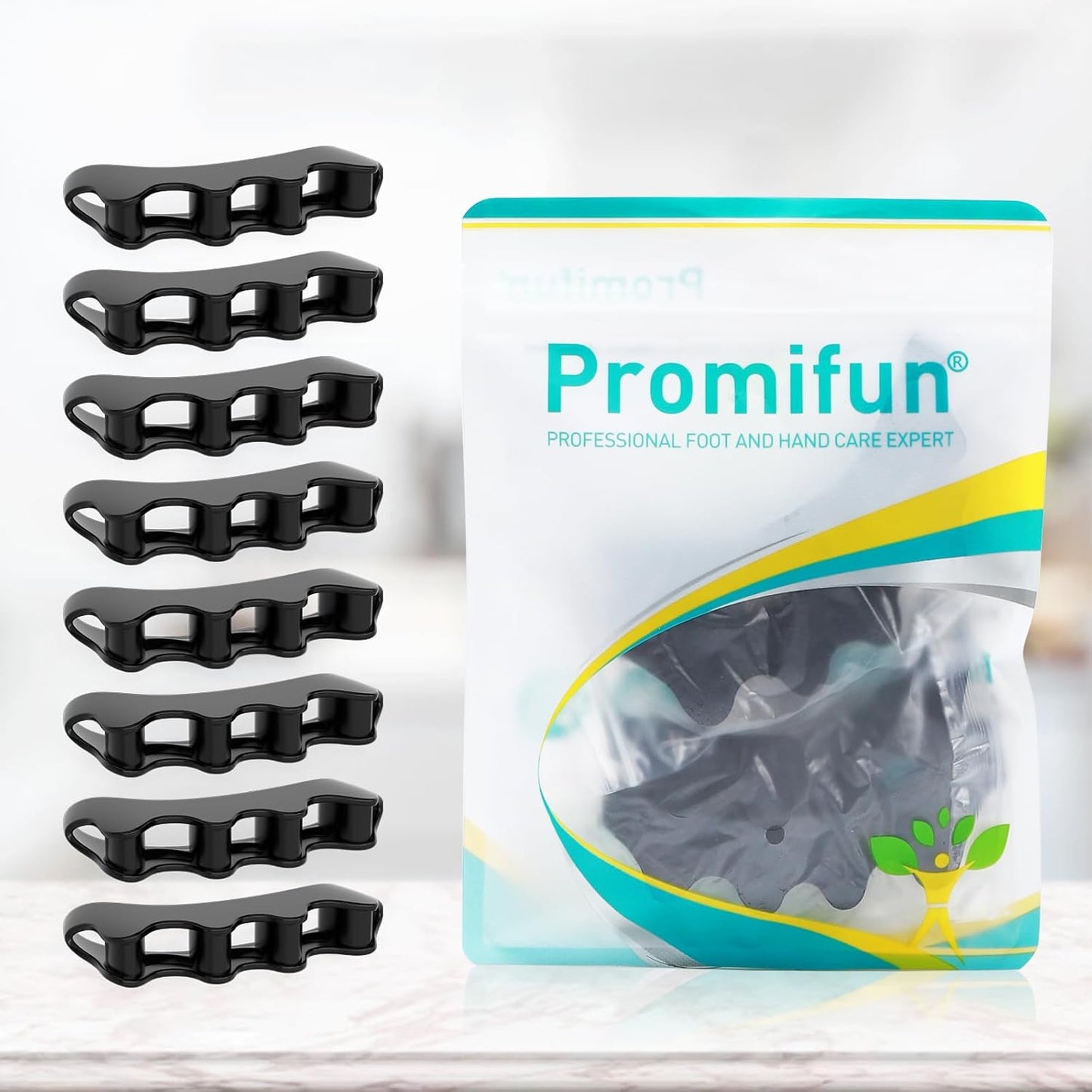 Gel Toe Separators for Toe Alignment - Silicone Toe Spacers for Bunions - Toe Spreaders for Straightening Overlapping Toes - Big Toe Corrector for Women & Men (4 Pairs, Black)