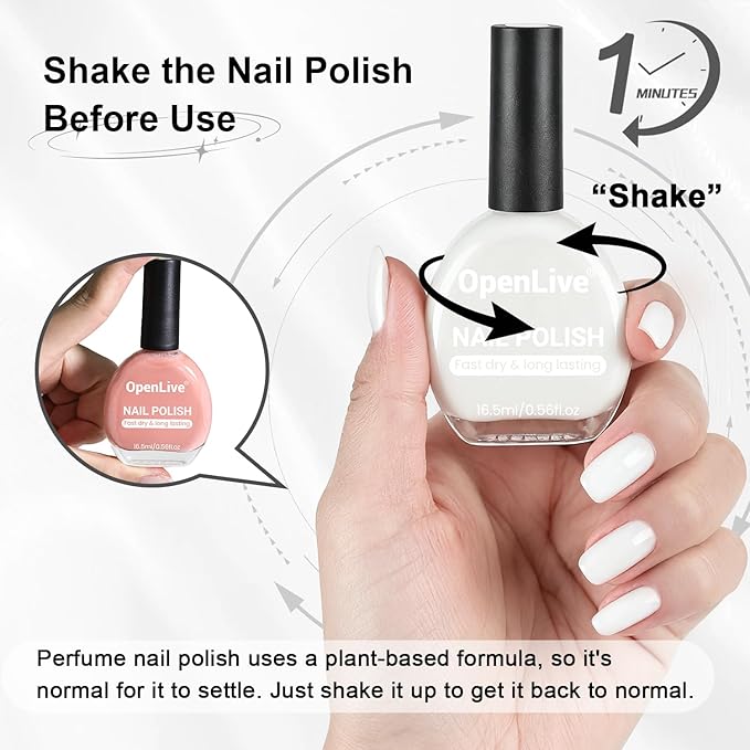 16.5ml White Perfume Nail Polish Large Volume Quick Dry Nail Polish, Long Lasting Shine, Fingernail Toenail Nail Art DIY Home Travel Nail Art Gift