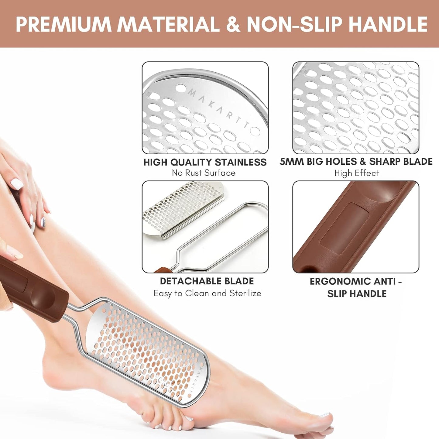 Makartt Foot File: Colossal Foot Scrubber Metal Foot Spa Pedicure Tools Callus Remover for Feet Dead Skin Care Removers Scraper Professional Rasp Callus Shaver Removal
