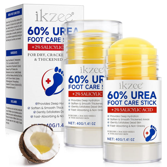 2PCS Urea Cream Stick 60% plus 2% Salicylic Acid, Urea Foot Cream for Dry Cracked Heels, Foot Lotion Stick for Rough Thick Dry & Cracked Skin, Maximum Strength Moisturizer,Foot Moisturiser