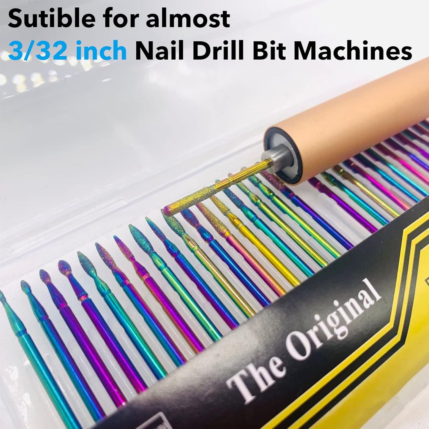 Pack of 30 Nail Drill Bits Colourful Diamond Professional Nail Cutter Attachments Removal Gel Acrylic Cuticle Tungsten Carbide Nail Drill for Manicure Pedicure