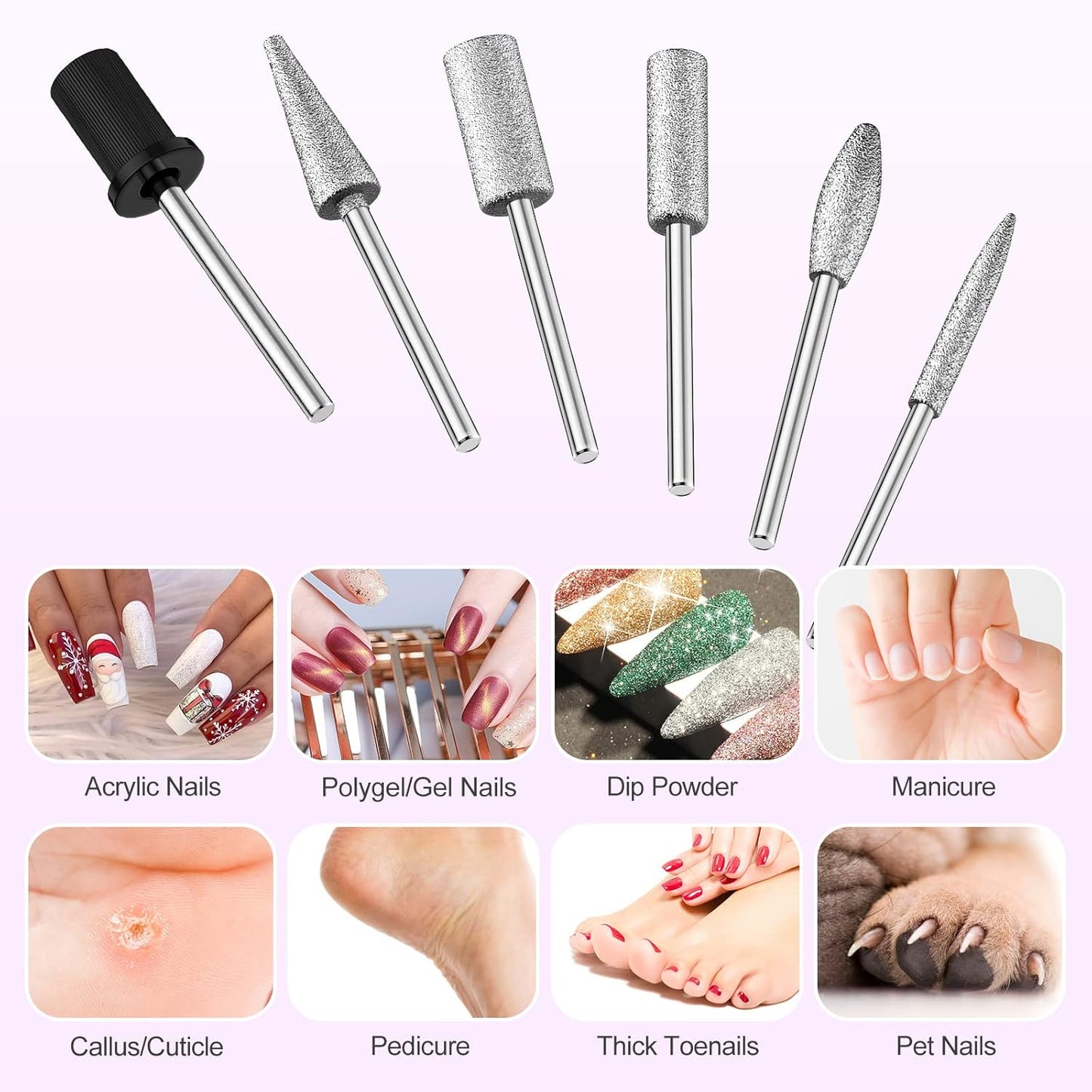 Professional Nail Drill Machine 20000 RPM Efile Electric Nail Filer Kit for Finger Toe Nails, Acrylic Gel Nails, Manicure Pedicure Drill with 6Pcs Nail Bits, 106Pcs Sanding Bands - Black