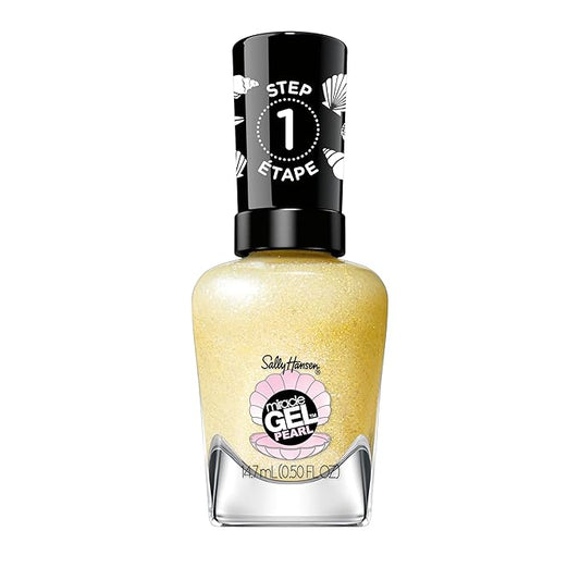 Sally Hansen Miracle Gel Pearls Salon Quality Nail Polish | Gel-Like Formula, Two-Step System, No UV Light Needed, Long Lasting | Opaque, Shimmery | 905 Diving for Treasure | Sofy Yellow Nail Color