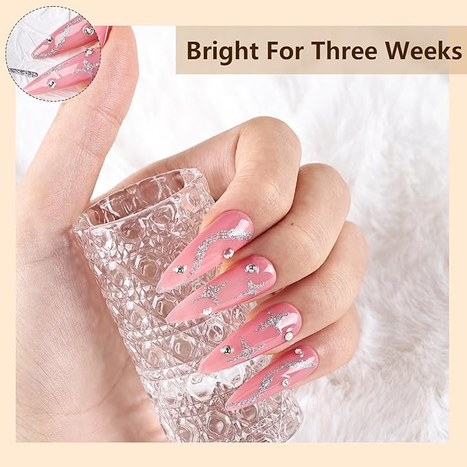 JODSONE 10ml Nail Art Gel Liner Glitter Sliver Gel Nail polish Need U V Lamp Cured with Thin Brush Gift for Girls at Home Salon Design