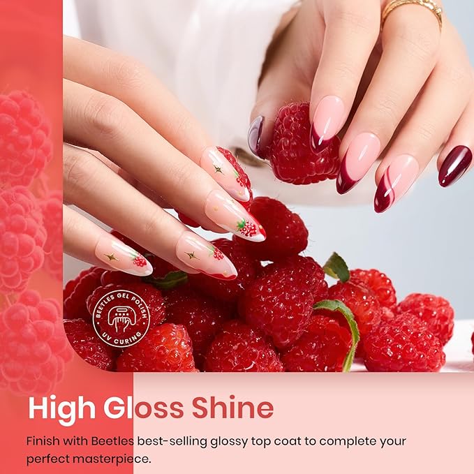 beetles Gel Polish Set - 6 Pcs Burgundy Red Purple Brown Nail Gel Polish Kit for Glamour, Wine Red Brown Lilac Sangria Gel Polish Soak Off UV LED Nail Lamp Fall Winter