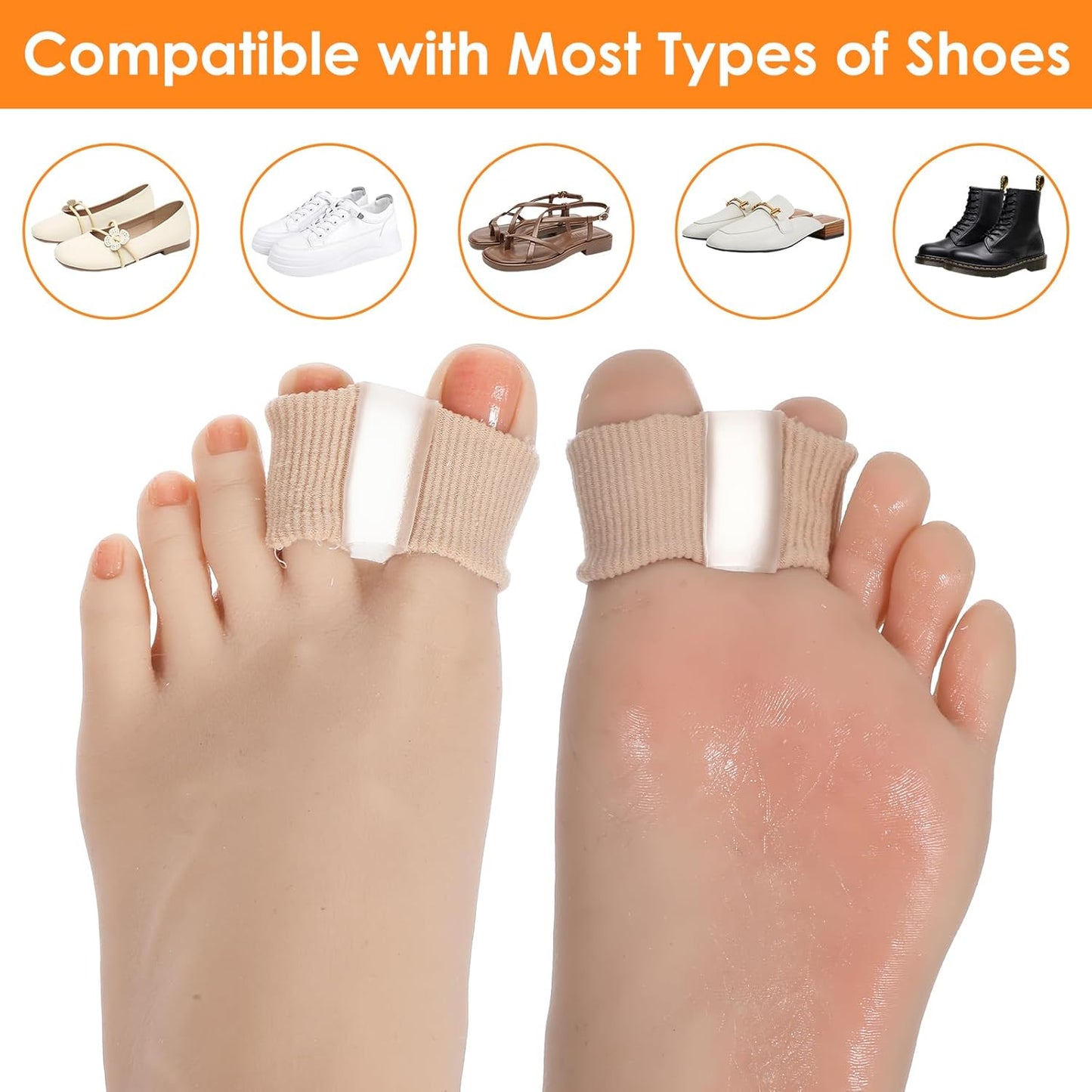 4 Pack Gel Toe Separators, Toe Spacer Toe Separators for Overlapping Toes Hammer Toe Corrector for Women Men Bunion Corrector with 2 Loops for Feet, Hammer Toe Straightener(2PC)