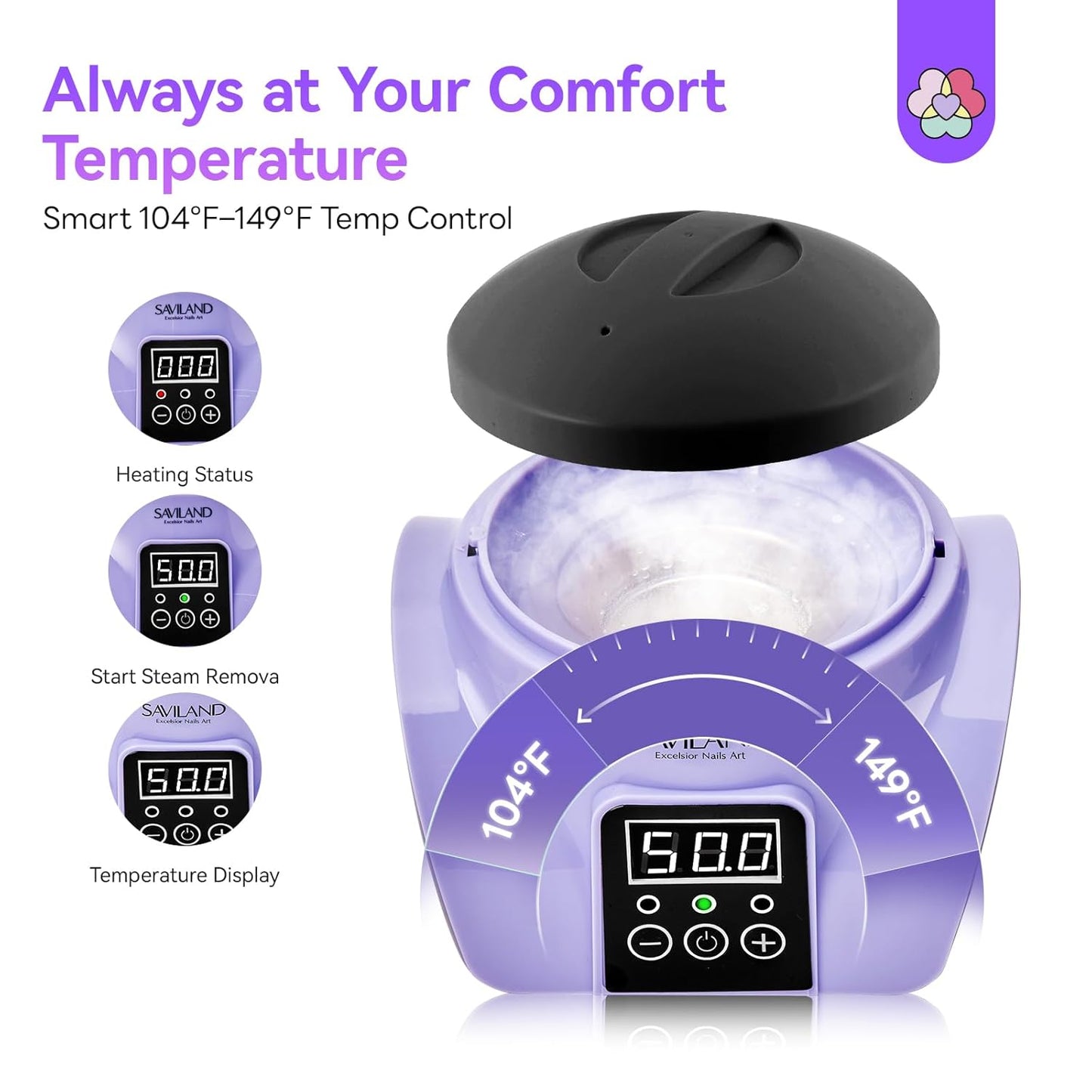 Saviland Essentials Nail Polish Remover Machine: Nail Soaking Bowl & Acetone Nail Polish Remover Gel Nail Remover Machine with Nail Soak off Bowl Soaker Tech Acrylic Nail Remover Steam Salon Home DIY