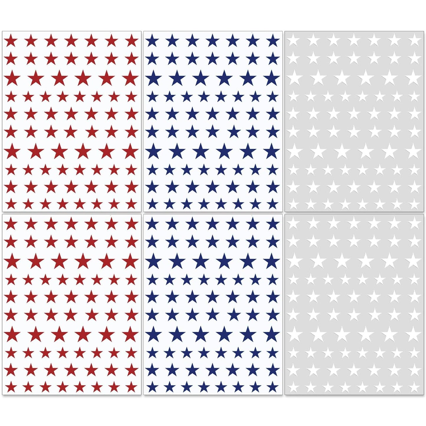 4th of July Nail Stickers, Laser Bright Red Blue White Star for Independence Day Patriotic Nail Decals, 3D Design Self-Adhesive USA Flag Glitter Star Nail Art (6 Sheets)