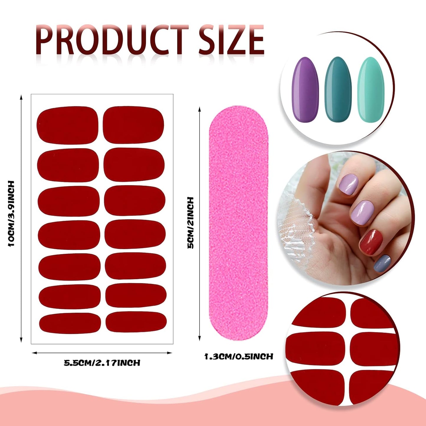 140 Pcs 10 Sheets Solid Color Full Wrap Nail Stickers Polish Strips Gradient Stickers Glitter Self Adhesive DIY Art Decals Strips with 2 Pcs Nail Files for Holiday Decor (Pure Color Style)