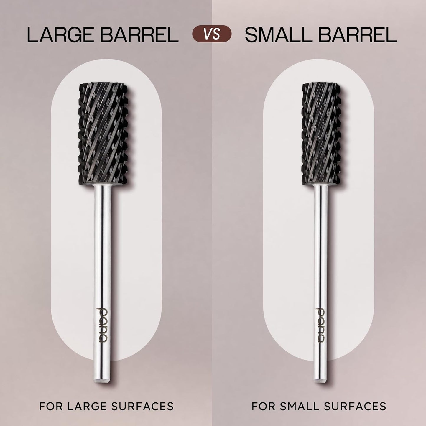 PANA Professional 3/32" Shank Size - Flat Top Large Barrel Carbide Bit - Nail Drill Bit for Dremel Machine (Silver, Gold, DLC Black) (2X Coarse, DLC Black)