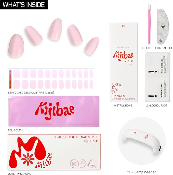 Semi Cured Gel Nail Strips - Minimalist Ombre Nail Polish Wraps, Works with Any UV Lamp - Long Lasting Easy Salon Manicure - 24pcs with 2 Prep Pads, Nail File & Cuticle Stick(High Maintenance)