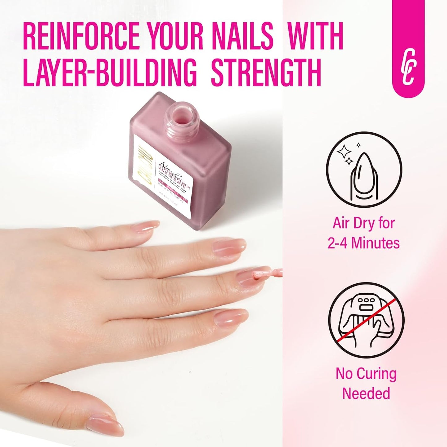 Nail Strengthener for Women: 8 in 1 Natural Nail Hardener Extra Strong and Growth - Coral Red Nail Polish Hardener Ridge Filler Concealer for Weak and Damaged Nails 15ml