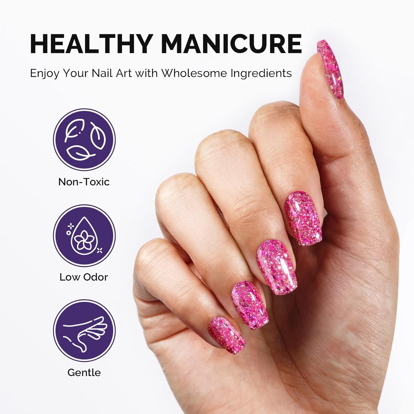 MelodySusie Galaliver Glitter Gel Nail Polish, 15ML Sparkly Shimmer Gel Polish Soak Off UV LED Cured Long Lasting Gift for Women DIY Nail Design Nail Art Manicure Romantic Pink X14