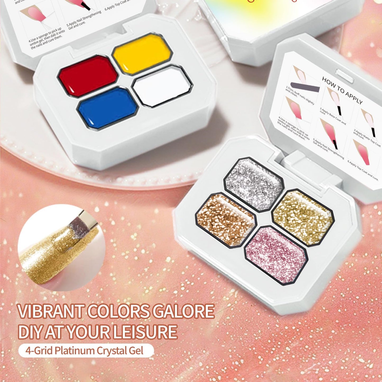 4 Colors Ombre Gel Nail Polish Gradient Painting Gel With 100PCS Nail Sponges & Grabbing Pen,Soft And Easy To Shoot For Natural Nails And Acrylic Nails,French DIY Nail Art (B6)
