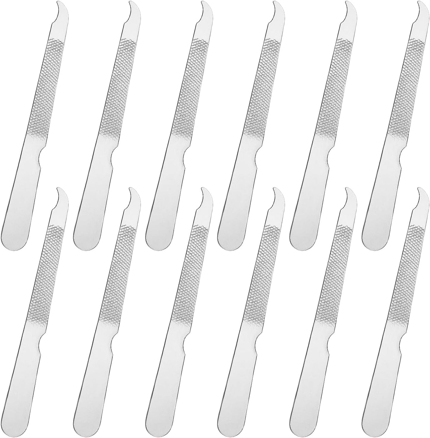 12 Pcs Metal Nail Files, Fingernail Files 3.6’’ Stainless Steel Thin Durable Nail File with Curved Sharp Pointed Tip Fingernail File