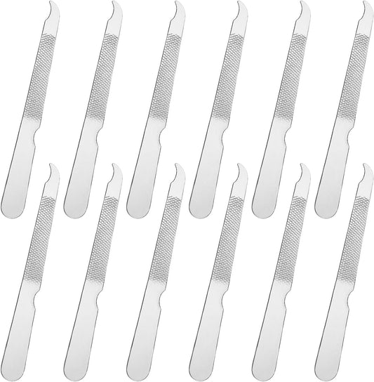 12 Pcs Metal Nail Files, Fingernail Files 3.6’’ Stainless Steel Thin Durable Nail File with Curved Sharp Pointed Tip Fingernail File