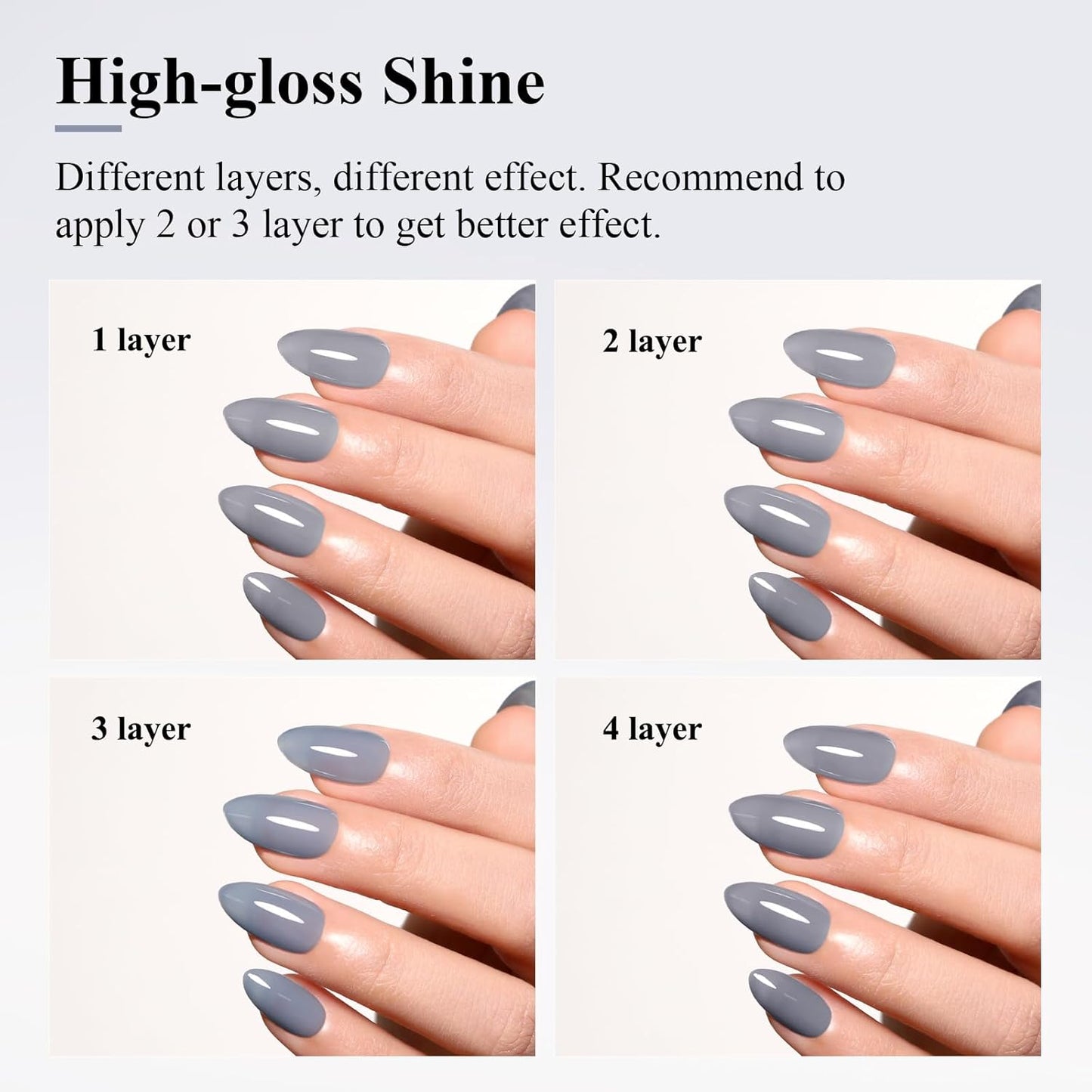 Imtiti Jelly Gel Polish, 15ML Sheer Grey Jelly Gel Nail Polish Translucent Spring Summer Nail Gel Polish LED UV Gel Nail Polish for Nail Art DIY Manicure